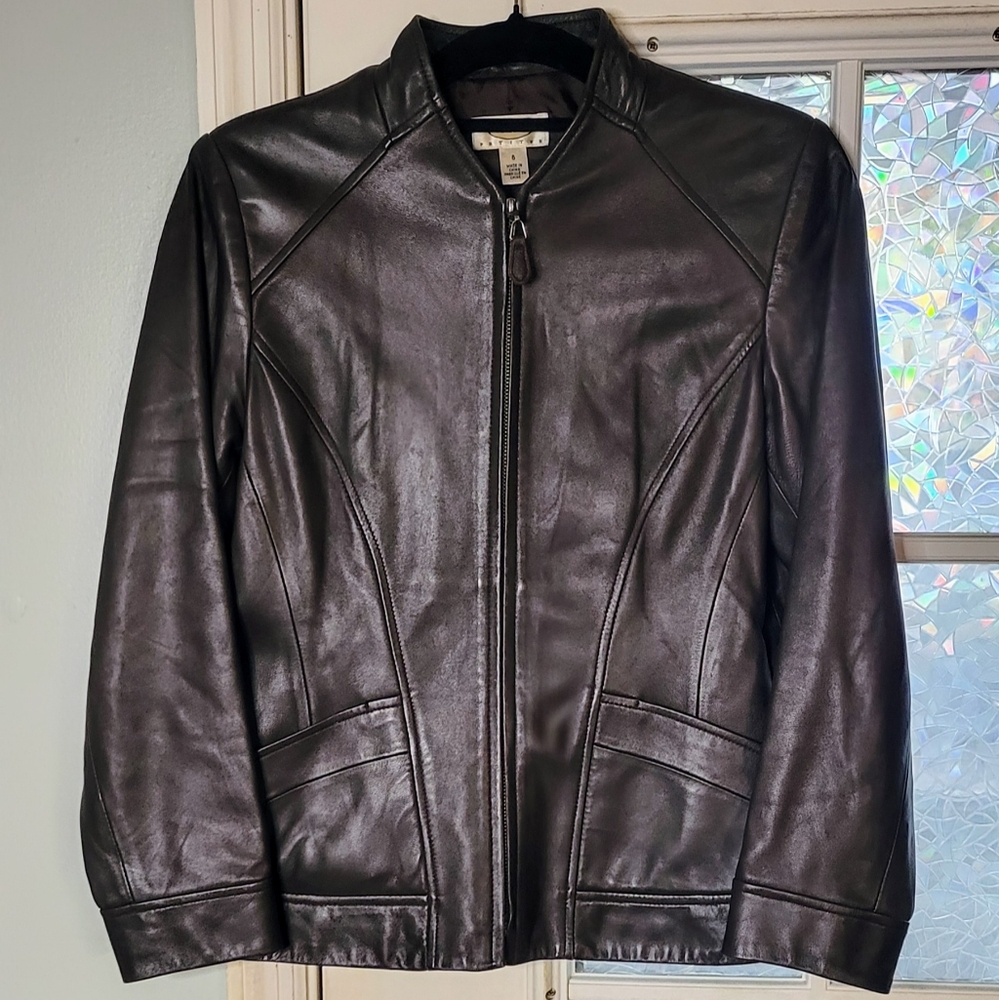 Talbots Petites Brown Leather Jacket